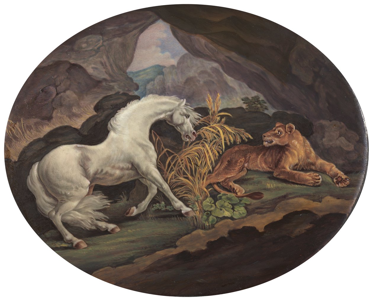Egy ló, akit megrémít egy oroszlán alkotó: Unknown artist