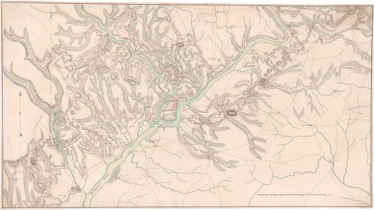 Közép-atlanti gyarmatokat ábrázoló térkép: hadsereg pozíciói alkotó: Unknown artist