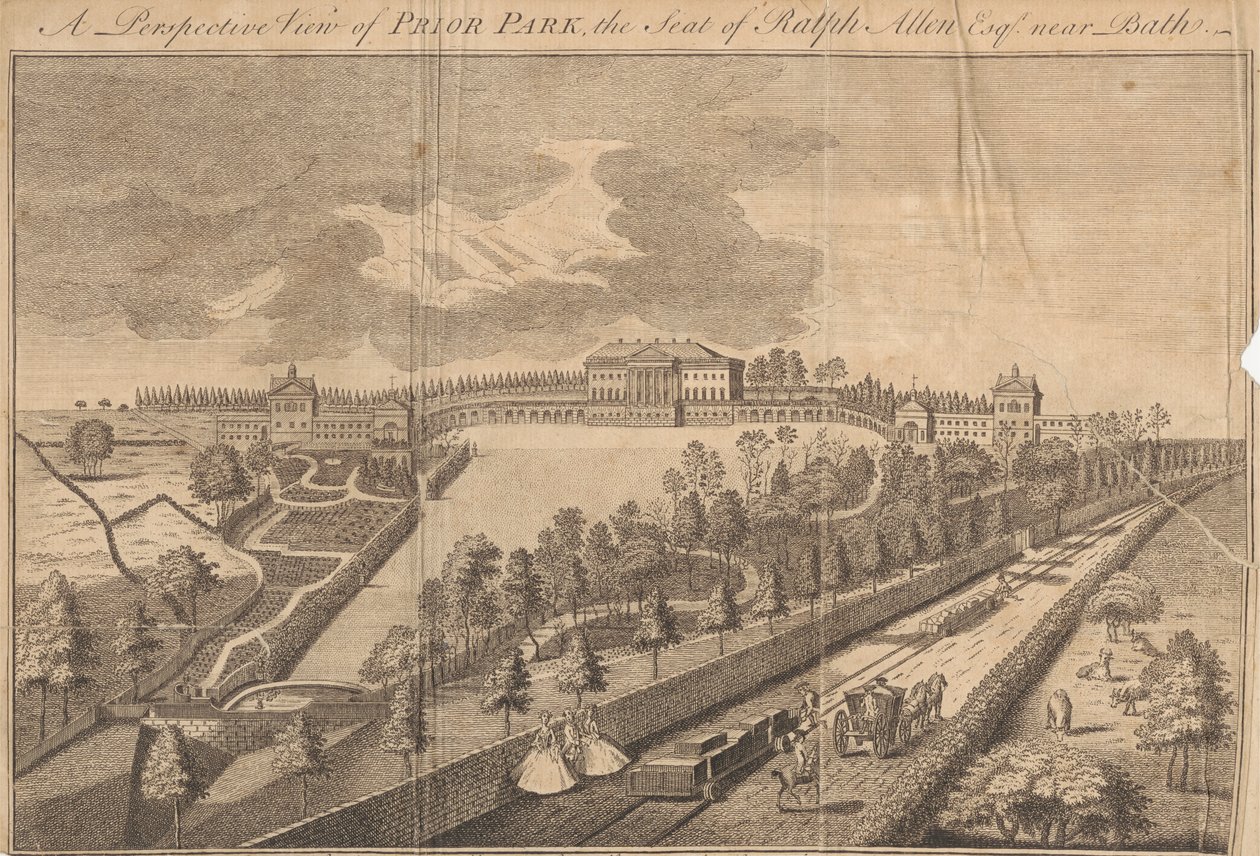 Perspektivikus kilátás a Prior Parkra, a Ralph Allen Esq székhelyére. Bath közelében alkotó: Unknown artist