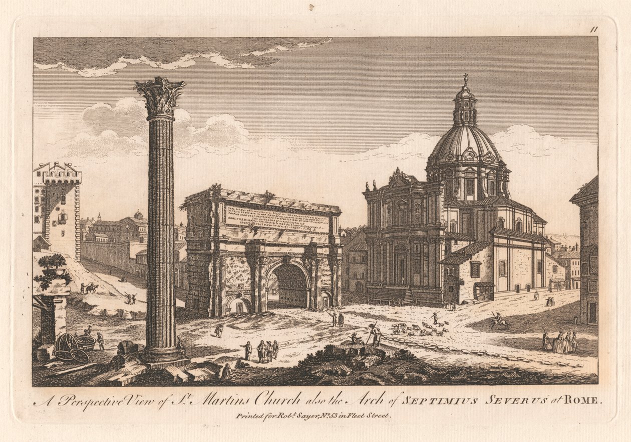 A Szent Márton-templom perspektivikus képe, valamint a római Septimius Severus íve. alkotó: Unknown artist
