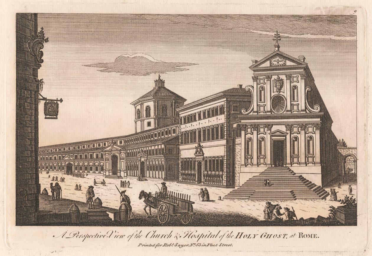 Perspektivikus nézet a római Szentlélek templomról és kórházról alkotó: Unknown artist