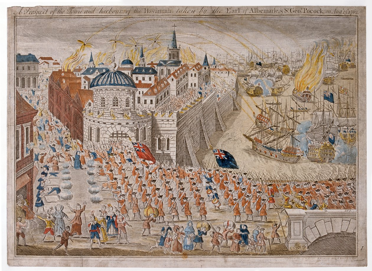„A Havannah városának és kikötőjének kilátása Albemarle grófja és Sir George Pocock által augusztus 13-án alkotó: Unknown artist