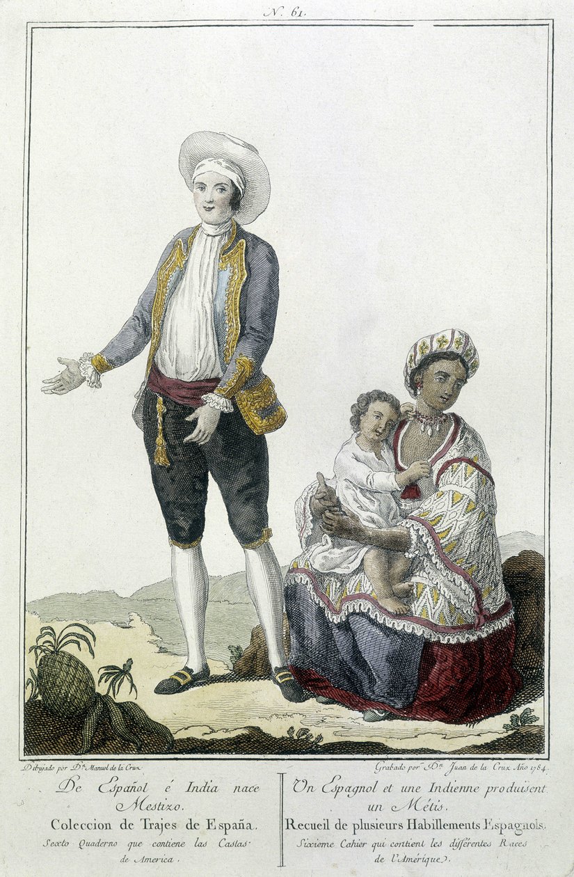 Egy spanyol és egy indiai Métis - metszetet szül alkotó: Unknown artist