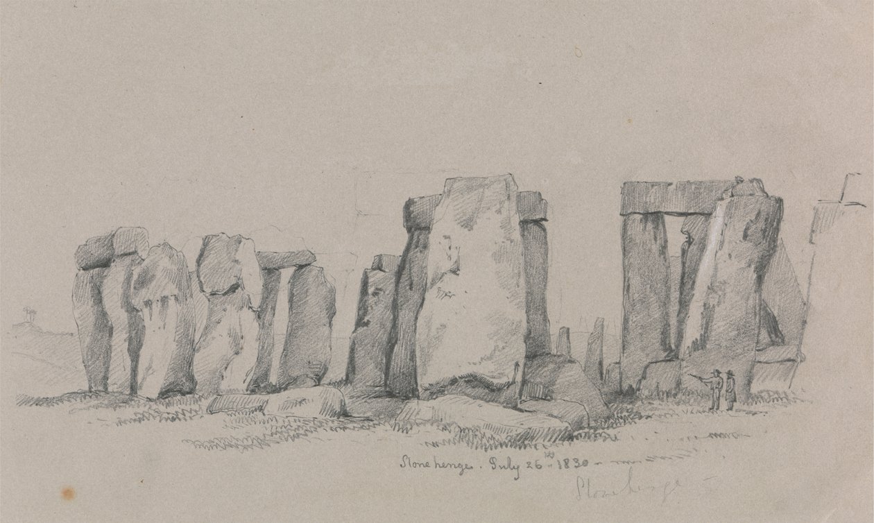Stonehenge képe két figurával az előtérben alkotó: Unknown artist
