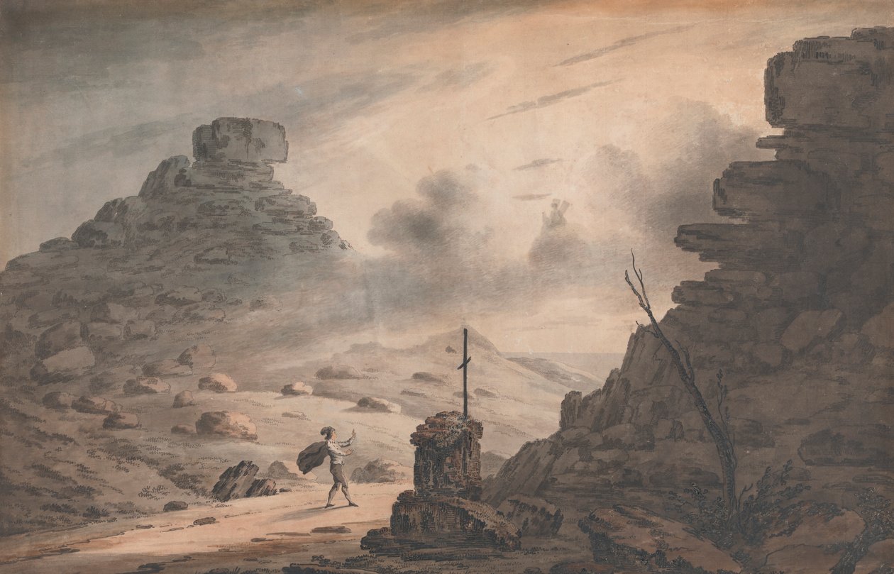 Kilátás a kövek völgyére, Devon, egy jelenettel a viharban, 1. felvonás alkotó: Unknown artist