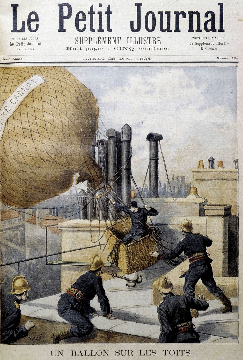 Egy léggömb a tetőkön: a tűzoltók mentése – a „Le Petite Journal”-ban” alkotó: Unknown artist