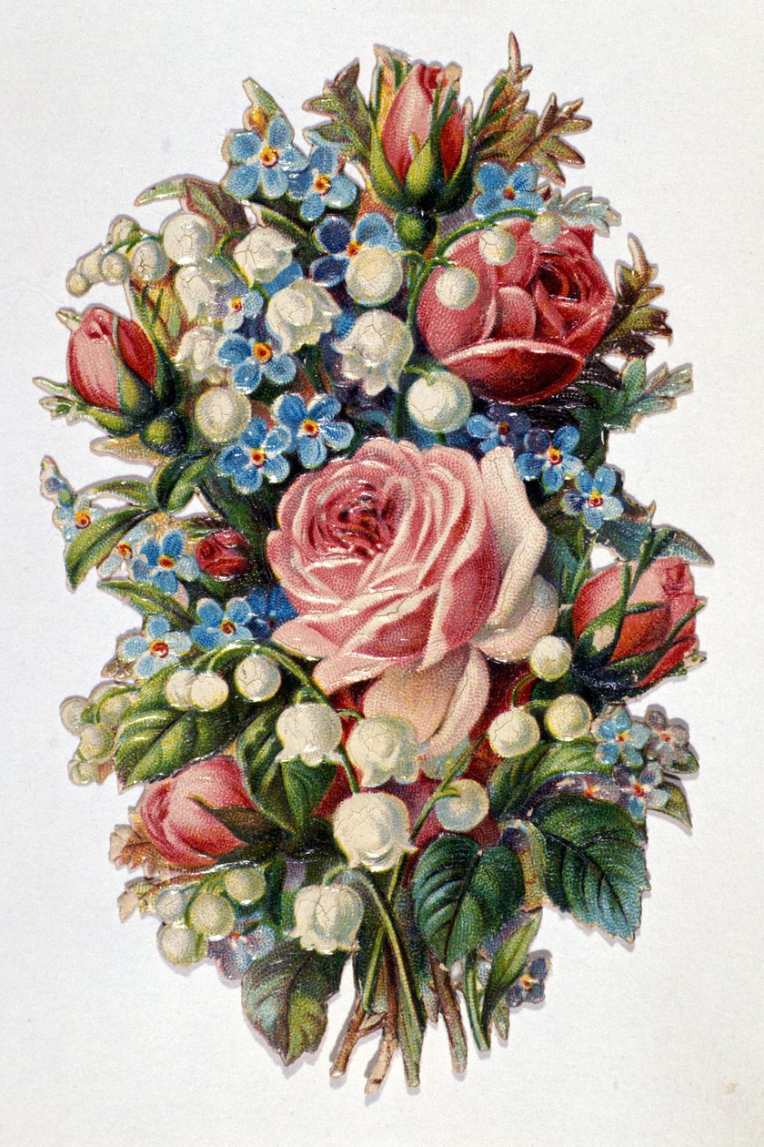Rózsával kevert csokor, gyöngyvirág. alkotó: Unknown artist