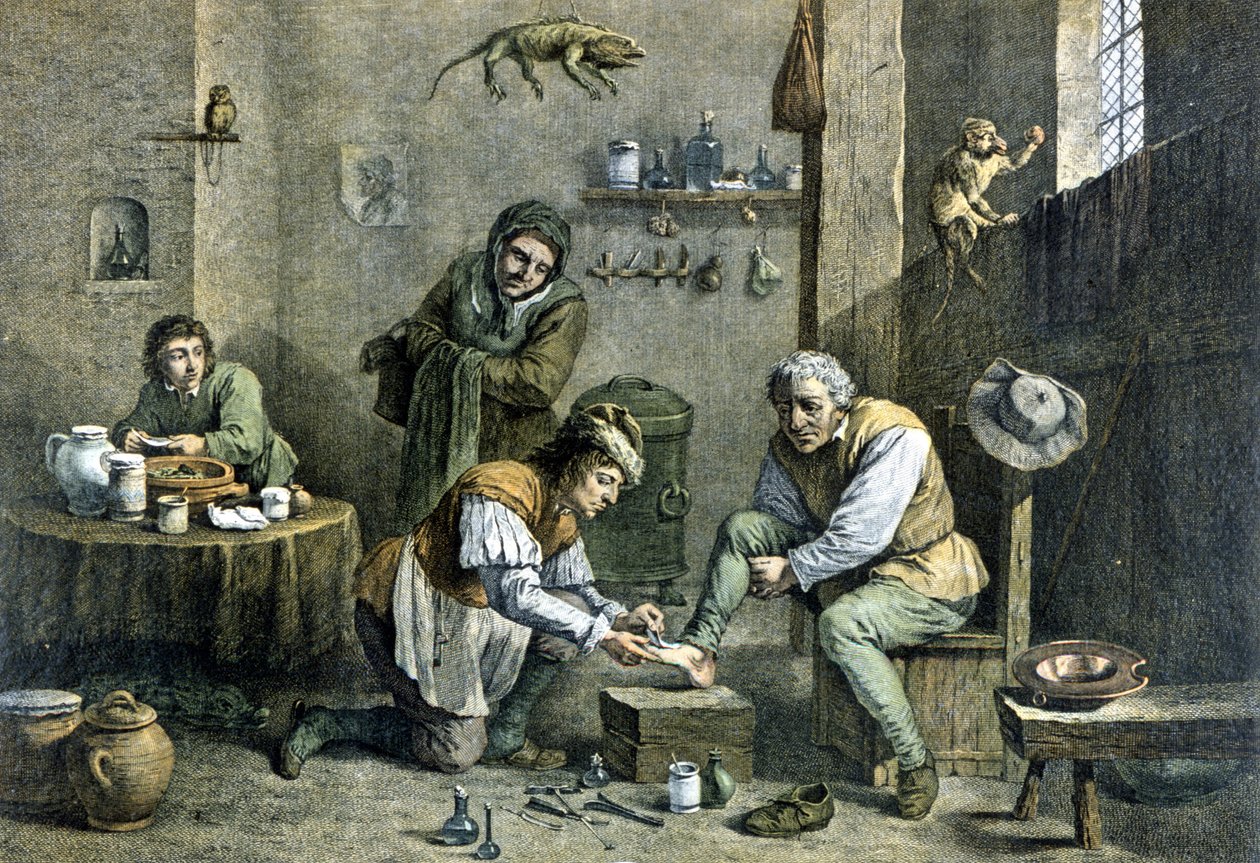Egy vidéki orvos, aki az egyik páciensét gondozza. alkotó: Unknown artist