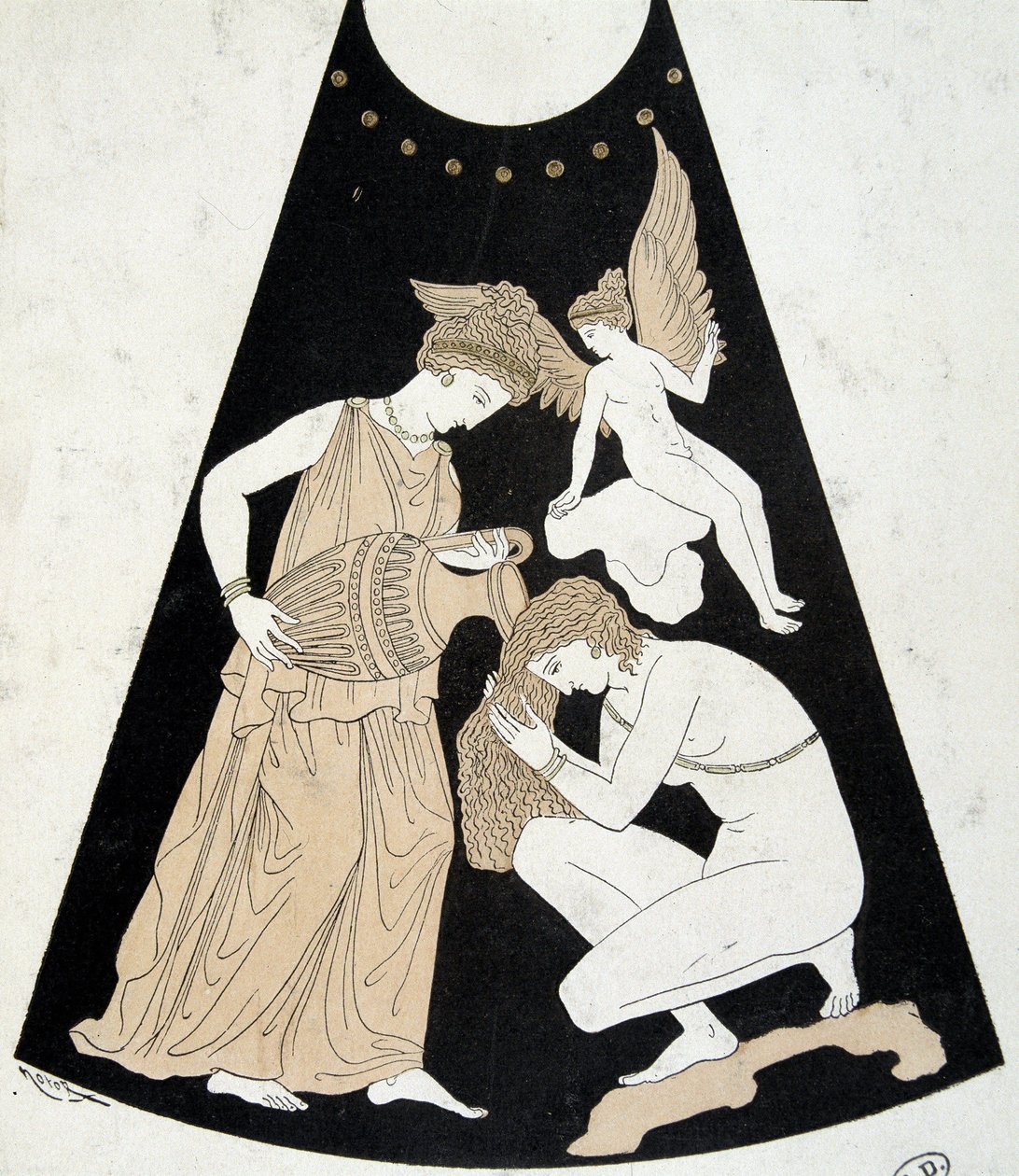 Egy női vécé - egy görög váza fakszimile alkotó: Unknown artist