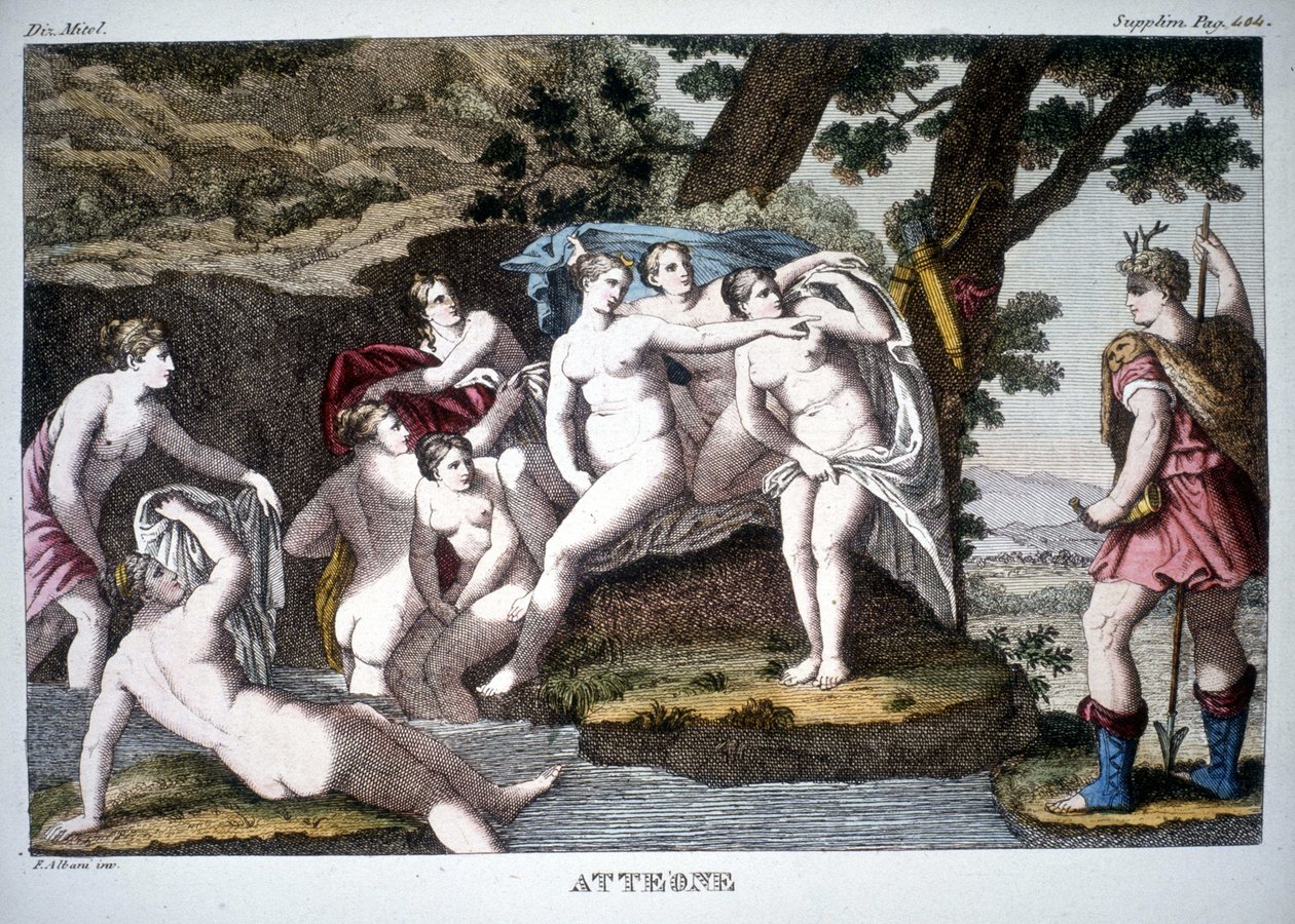 Acteon szarvassá változott - a Mitológiai szótárban alkotó: Unknown artist