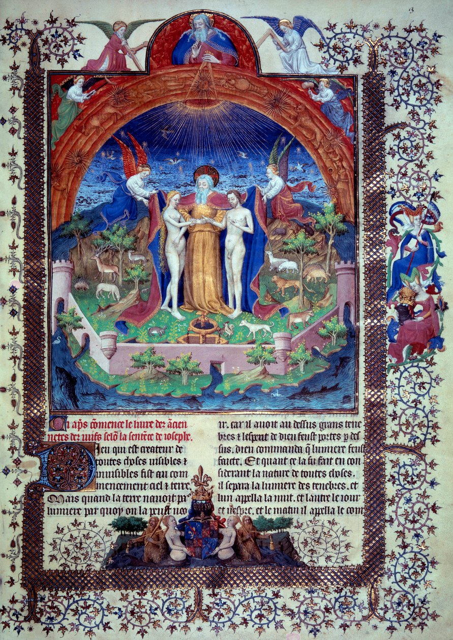 Ádám és Éva a földi paradicsomban miniatűr Flavius Josephus „Zsidó régiségek vagy zsidó régiségek” című filmből alkotó: Unknown artist