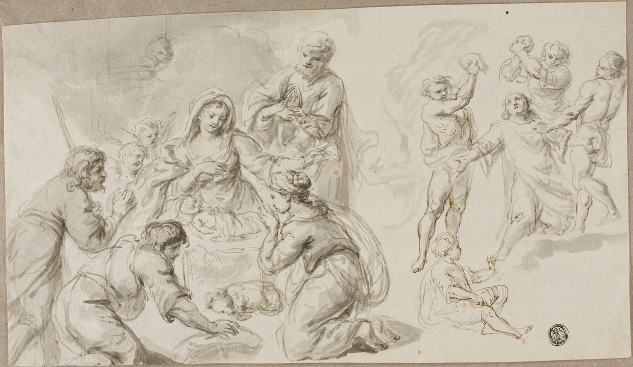 A Pásztorok imádása; Szent István megkövezése alkotó: Unknown artist
