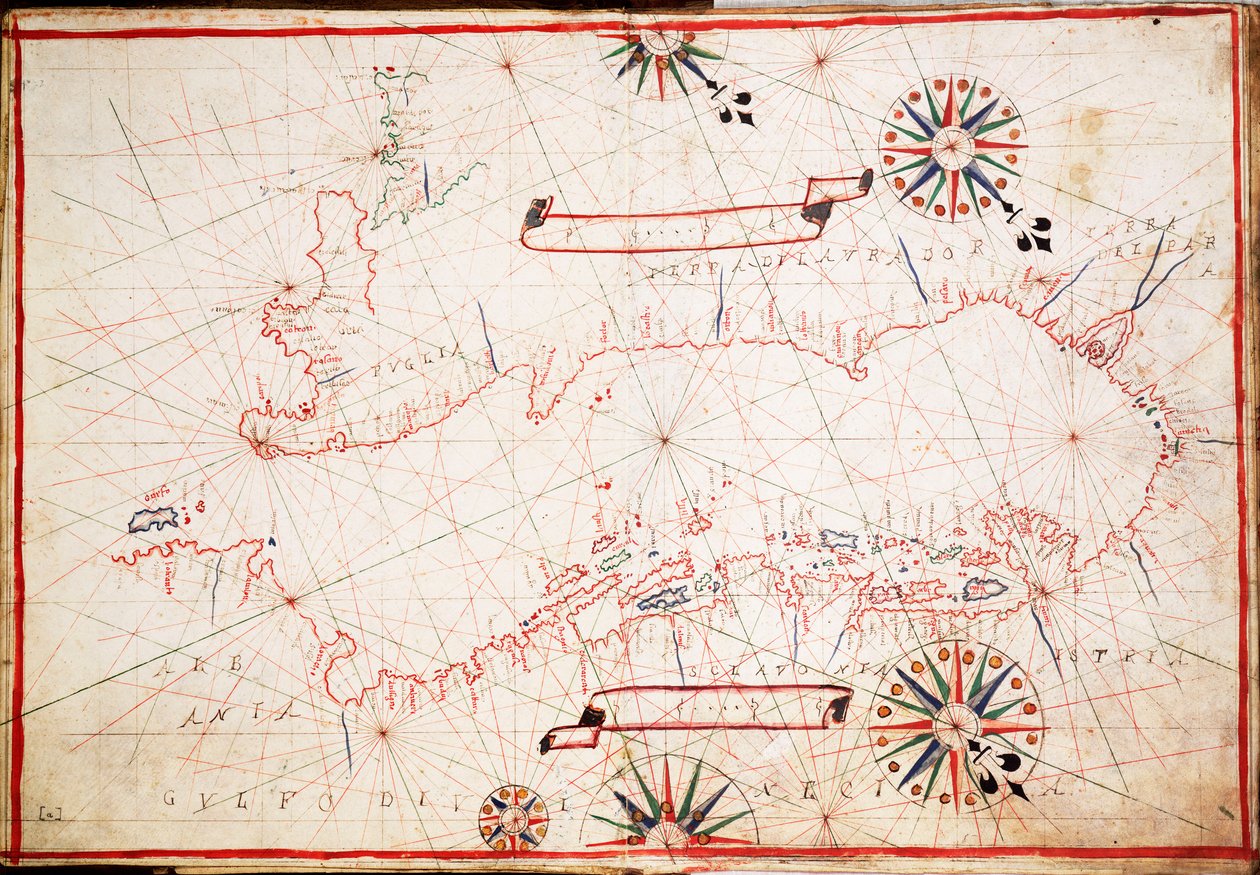 Adriai-tengeri térkép, 1620 körül (pergamen) alkotó: Unknown artist