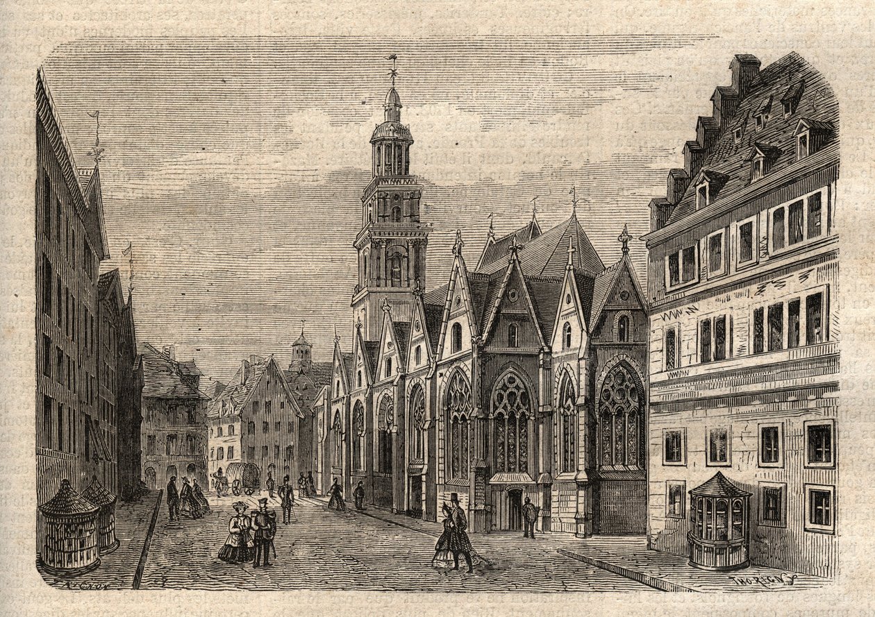 Aegidienkirche (Hannover) Németország - Hannover, az Aegidien-templom, a II. világháborúban elpusztult - Hannover - Az Aegidienkirche - metszet a „” Illustrous People