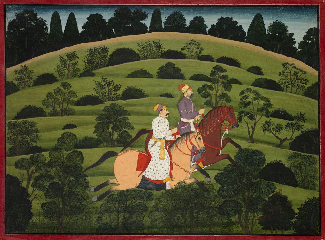 Az Akrura Dwarka felé halad, oldal a nagy Basohli Bhagavata Puránából alkotó: Unknown artist