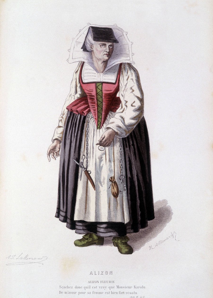 Alizon Fleurie az „Alizon” című filmben (JC Discret), a „” francia színházban a Moliere előtti 16. és 17. században”, Edouard Fournier alkotó: Unknown artist