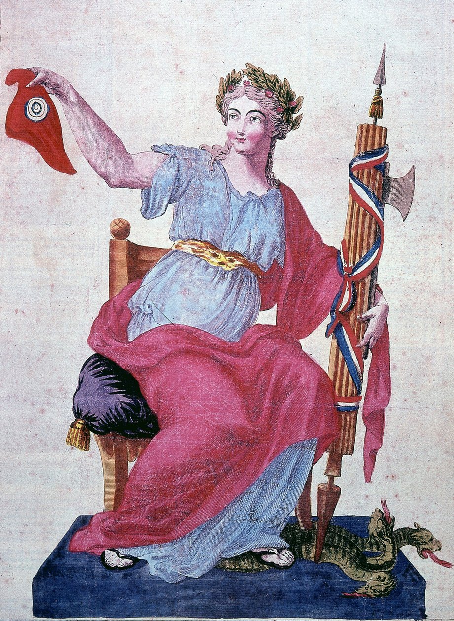 A köztársaság és a szabadság allegóriája a fríg sapkához alkotó: Unknown artist