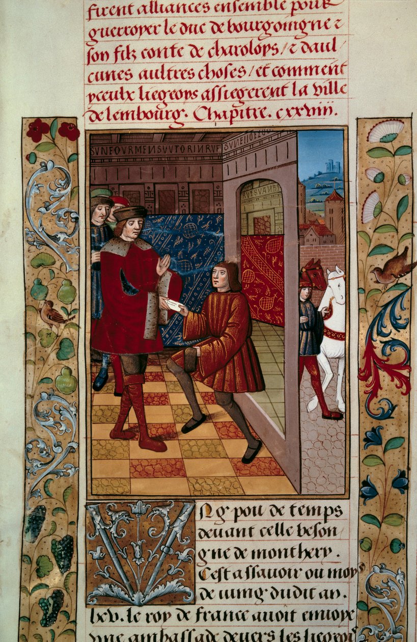 XI. Lajos (1423-1483) szövetsége a liegeois-okkal Temeraire Károly ellen Miniatűr a „Chronicles d