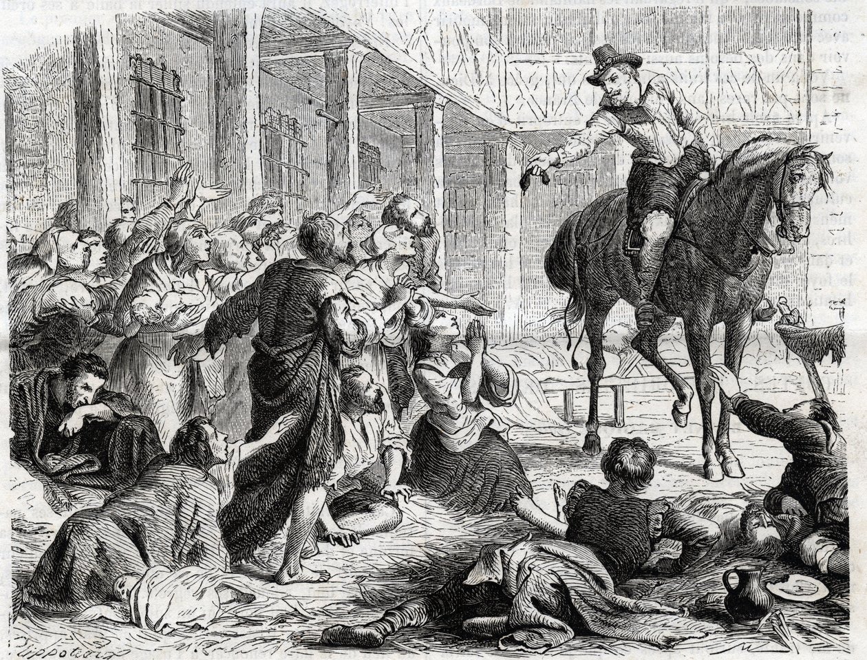 Alphonse (Alfonso Gieronimo) Ornanotól 1548-1610 az 1604-es bordeaux-i pestisjárvány idején - 1860-as metszet alkotó: Unknown artist