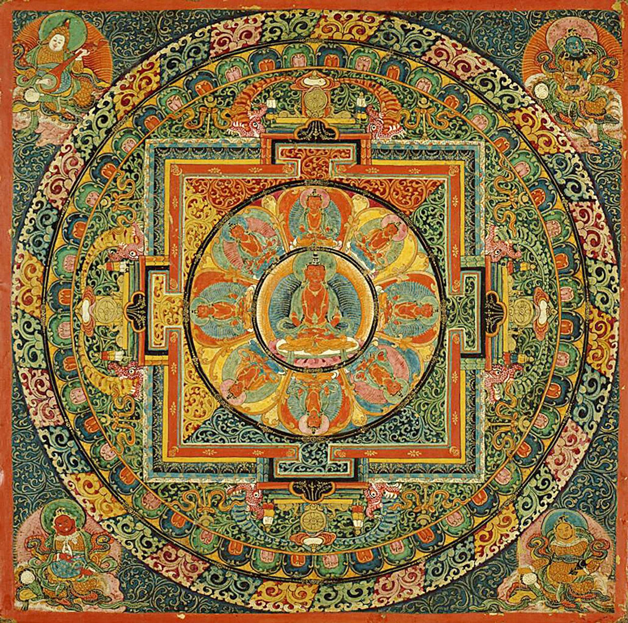 Oltárasztal Amitájusz, a Végtelen Élet Buddhája mandalájával alkotó: Unknown artist