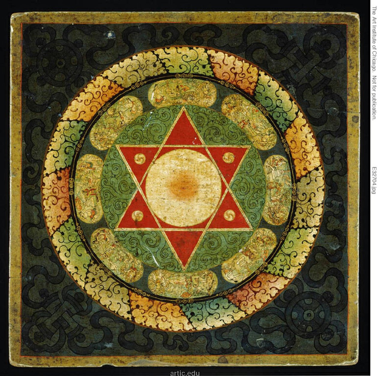 Oltárasztal a női tantrikus megvilágosodott lény (Vajrayogini) mandalájával alkotó: Unknown artist