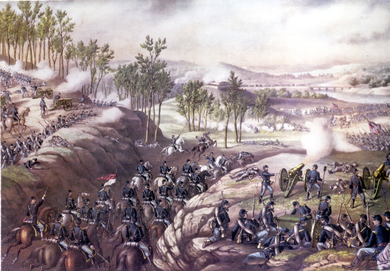 Amerikai polgárháború (1861 - 1865): Resacai csata (Grúzia) 1864. május 13-15. Metszet a 19. századról. alkotó: Unknown artist