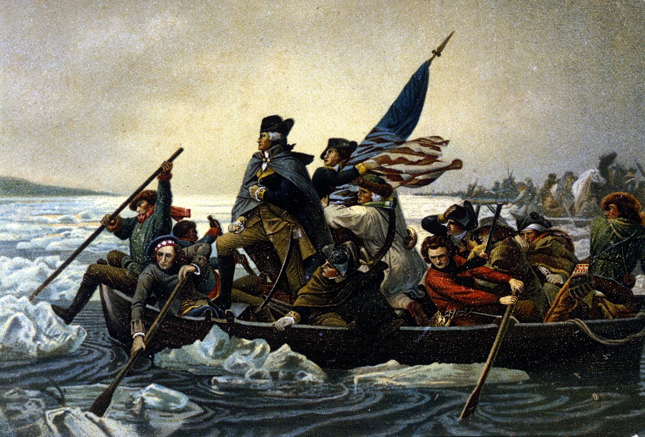 Amerikai függetlenségi háború. Washington átkel a Delaware folyón. 1776 decembere. alkotó: Unknown artist
