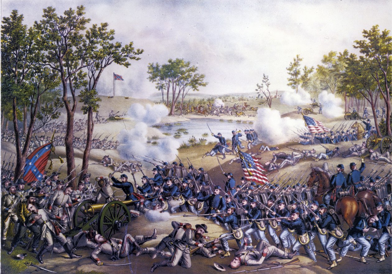 Amerikai szecessziós háború vagy polgárháború (1861-1865): Cold Harbor vagy Second Battle of Cold Harbor, Virginia, 1864. május 31-01. 19. századi metszet. alkotó: Unknown artist