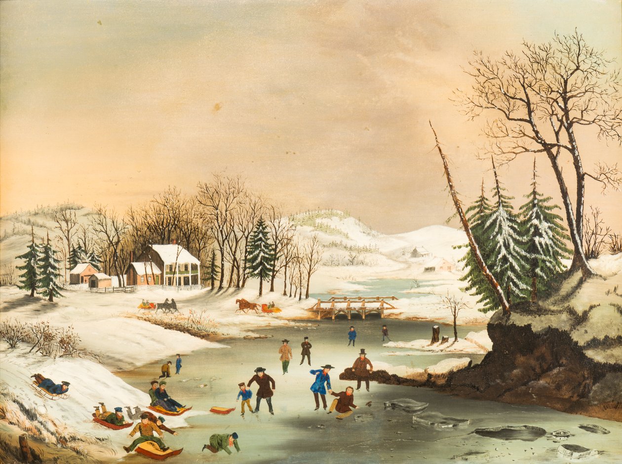 Amerikai téli jelenetek: (olaj, vászon) alkotó: Unknown artist