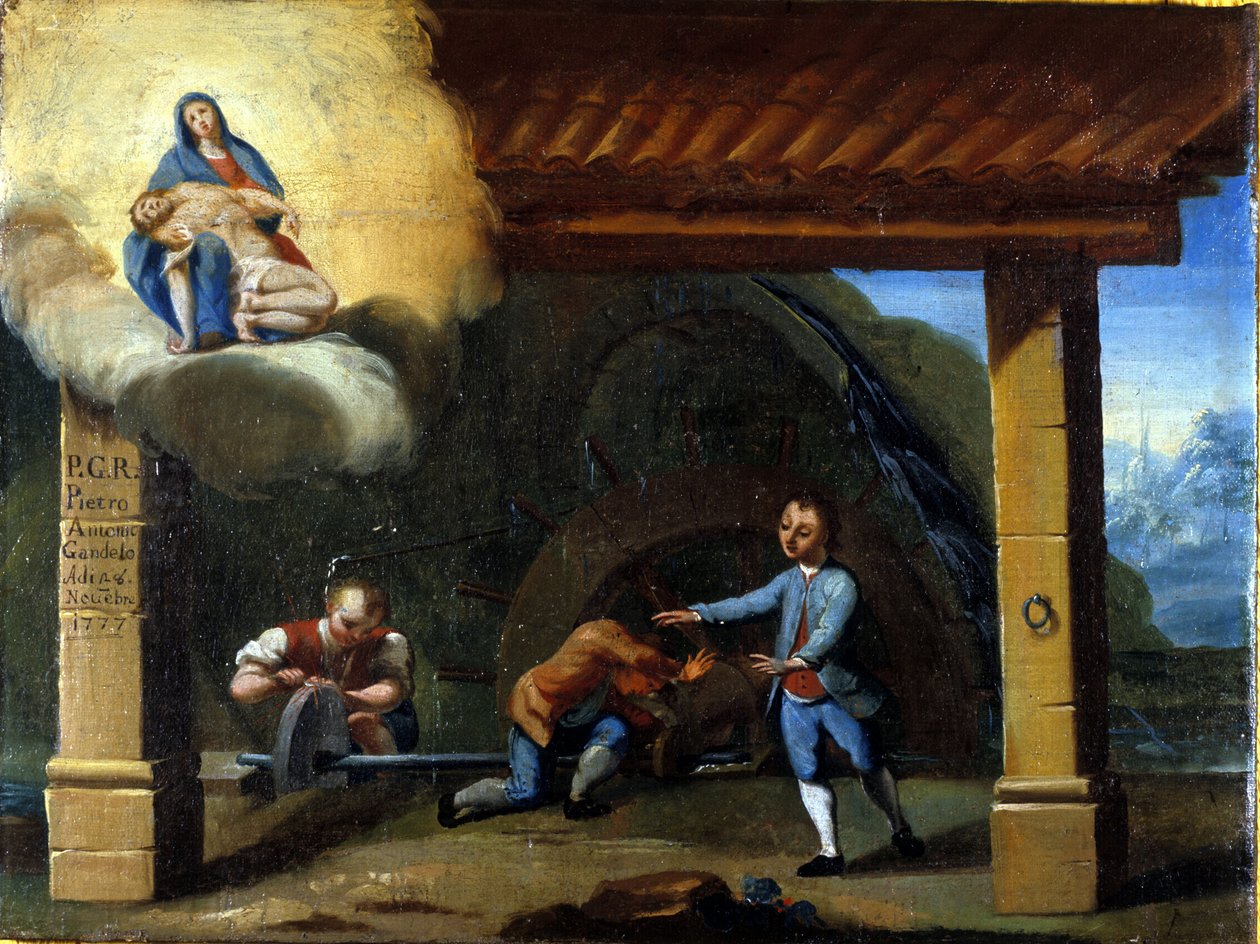 Baleset egy hidraulikus gépben. alkotó: Unknown artist