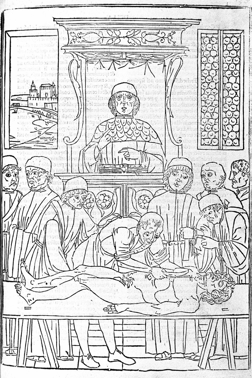 Anatómiai boncolás. Metszet Gerolamo Cardano (Cardanus Hieronymus) orvostudományi értekezéséből, Firenze alkotó: Unknown artist