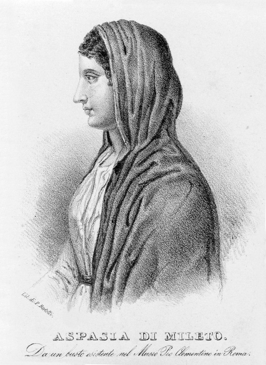Milétosz Aspasia, Periklész szeretője. Bertotti litográfiája. 19. század. alkotó: Unknown artist
