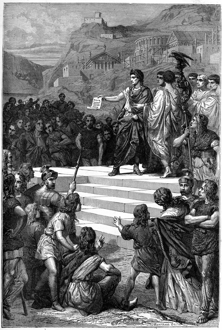 Augustus (Octavianus vagy Octavianus) (i.e. 63-14) Kr.e. 28-ban létrehozta Lyonban Gallia kormányának központját. alkotó: Unknown artist