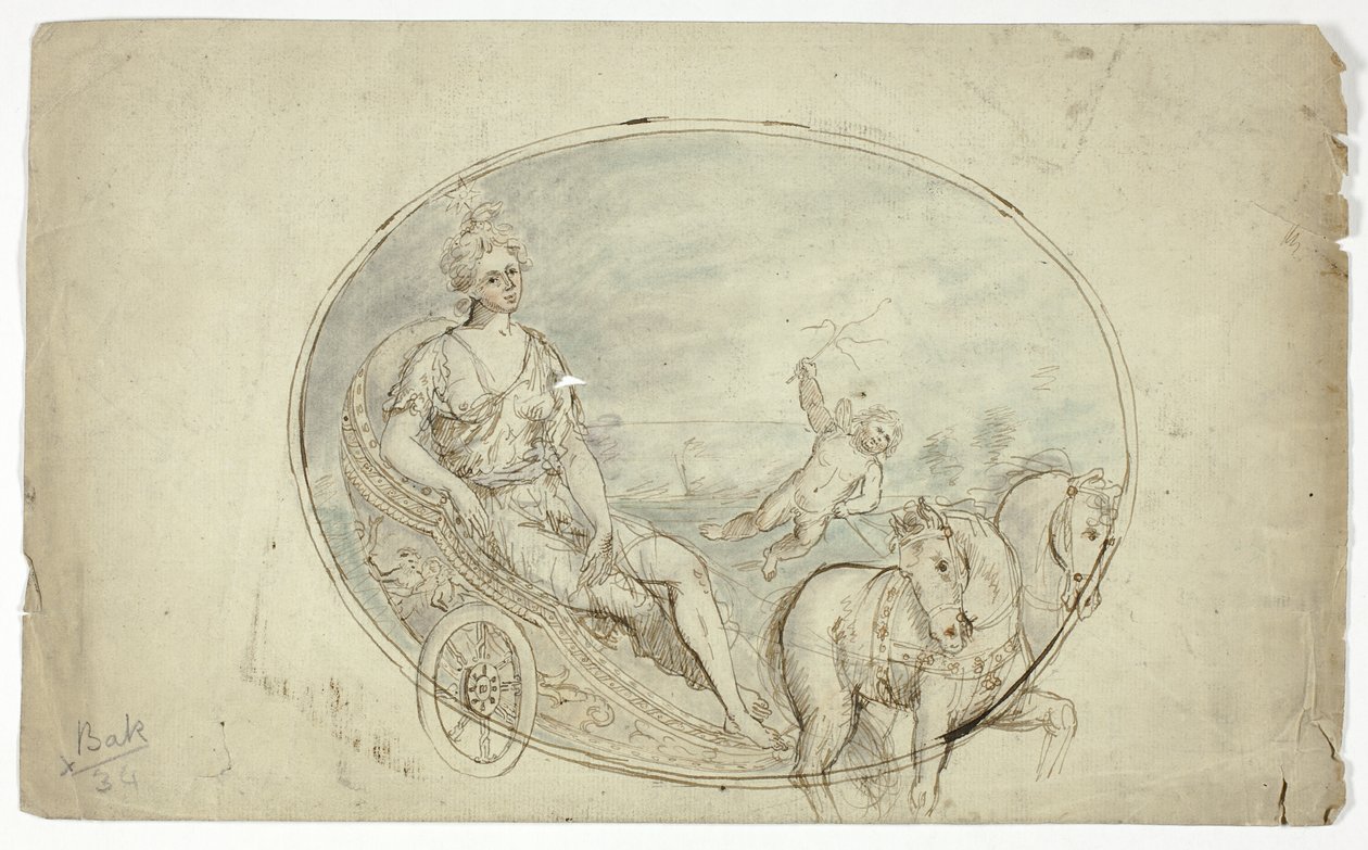 Aurora a szekéren (recto); három férfi portré mellkép (verso) alkotó: Unknown artist