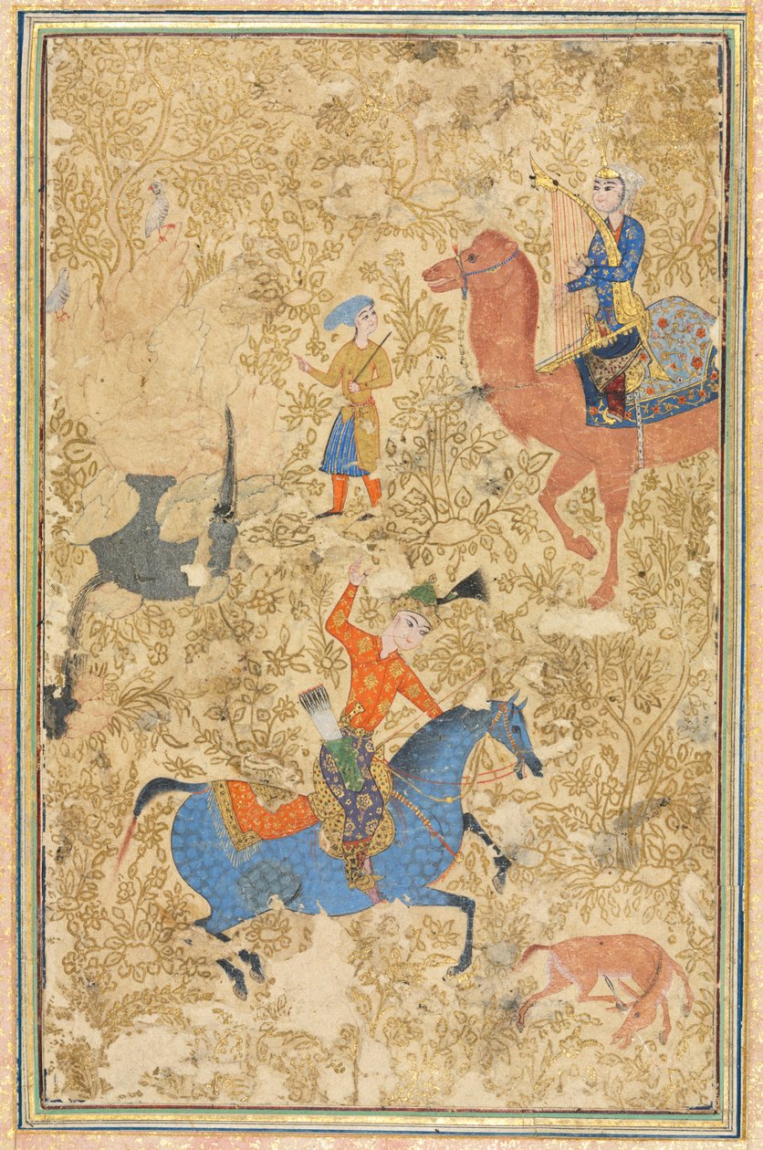Bahram Gur és Azada, a firdausi Shahnamából (a királyok könyvéből) (940-1019 vagy 1025) alkotó: Unknown artist