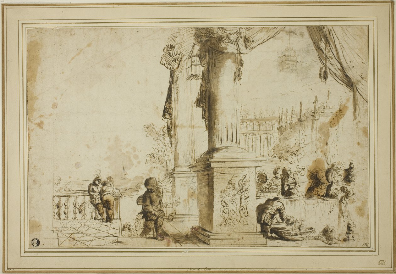 Bankett jelenet a teraszon alkotó: Unknown artist