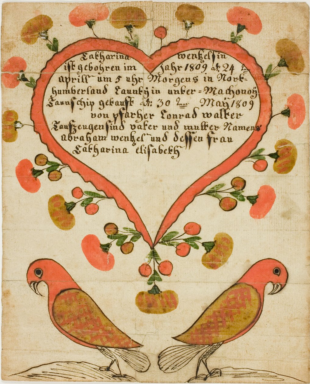 Catharina Wentzelsin keresztelési bizonyítványa alkotó: Unknown artist