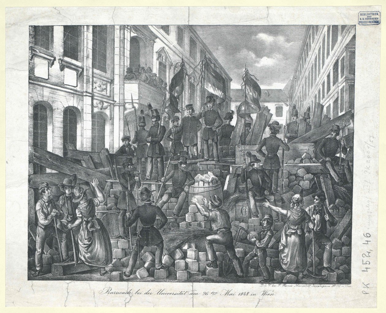 Barikád az egyetemen 1848. május 26-án Bécsben alkotó: Unknown artist