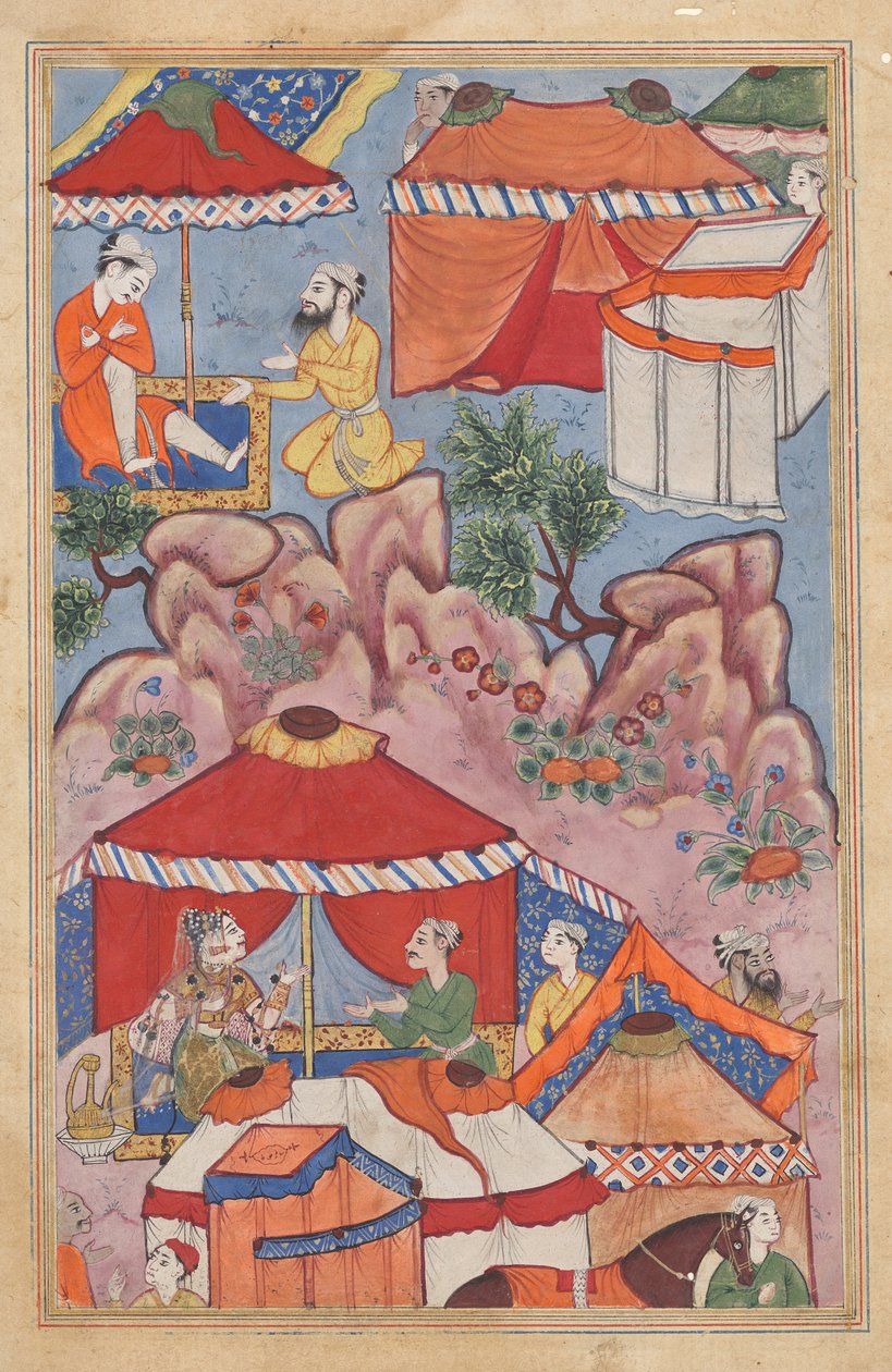 Bashir rábízza Habbáza iránti szerelmét egy arab barátjára, és elküldi neki egy üzenettel, egy Tuti-namától (Papagáj meséi): Huszonnegyedik éjszaka alkotó: Unknown artist