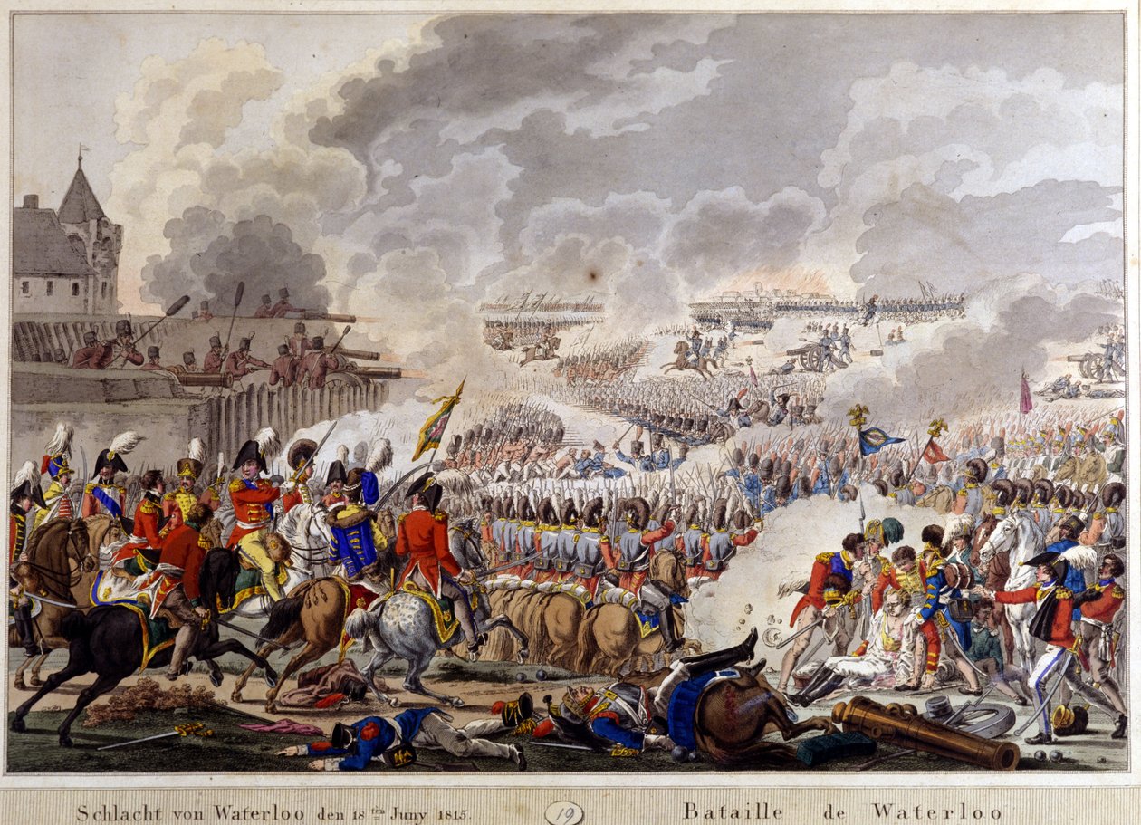 Waterloo-i csata 1815. június 18-án. metszet 19. század alkotó: Unknown artist