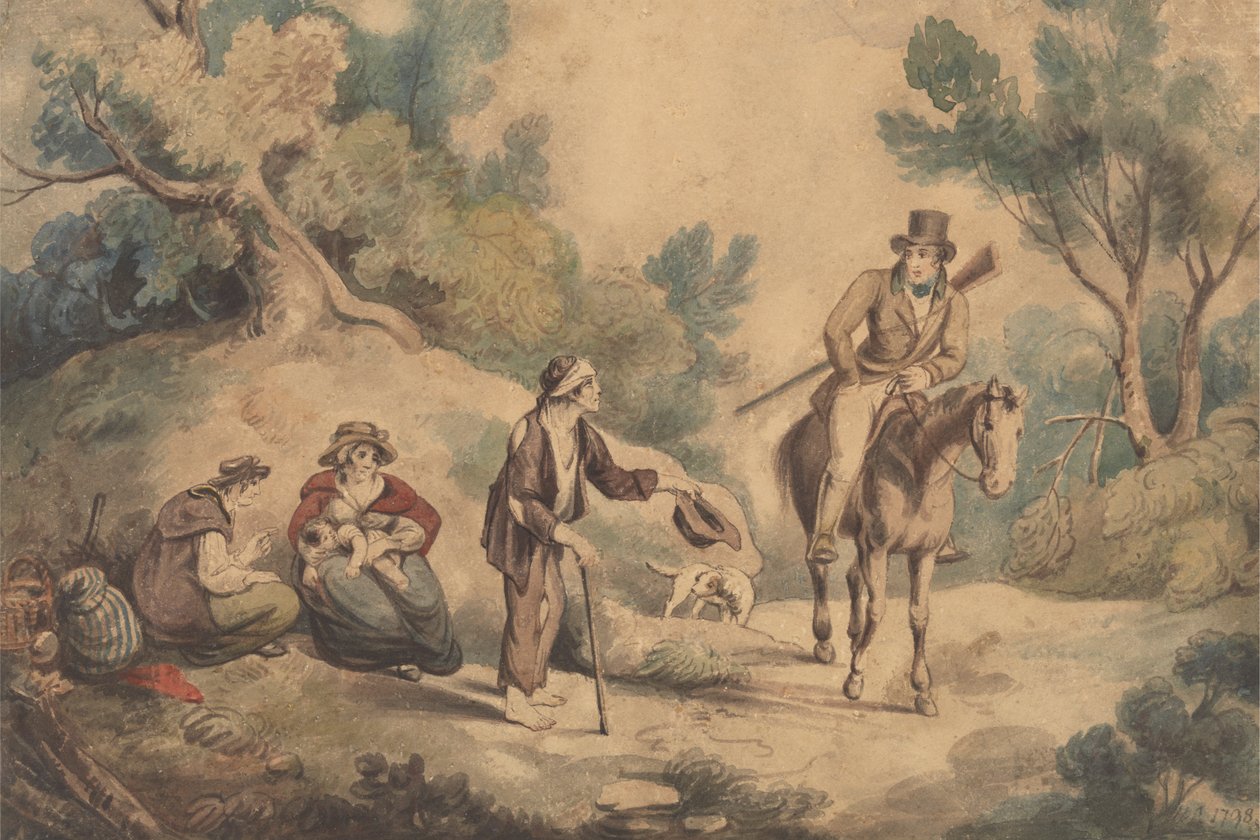 Koldusok és Lovas alkotó: Unknown artist