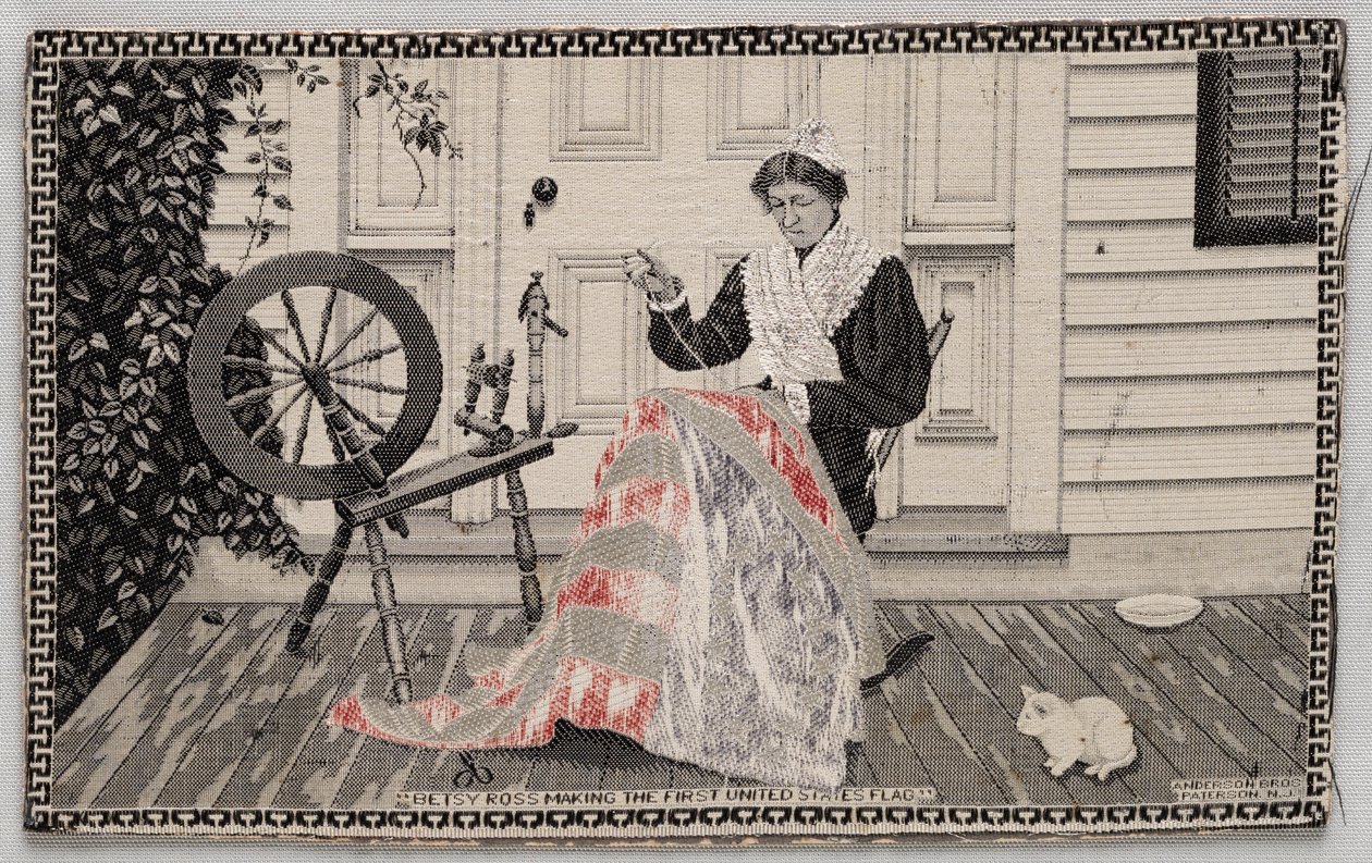 Betsy Ross elkészíti az Egyesült Államok első zászlóját alkotó: Unknown artist