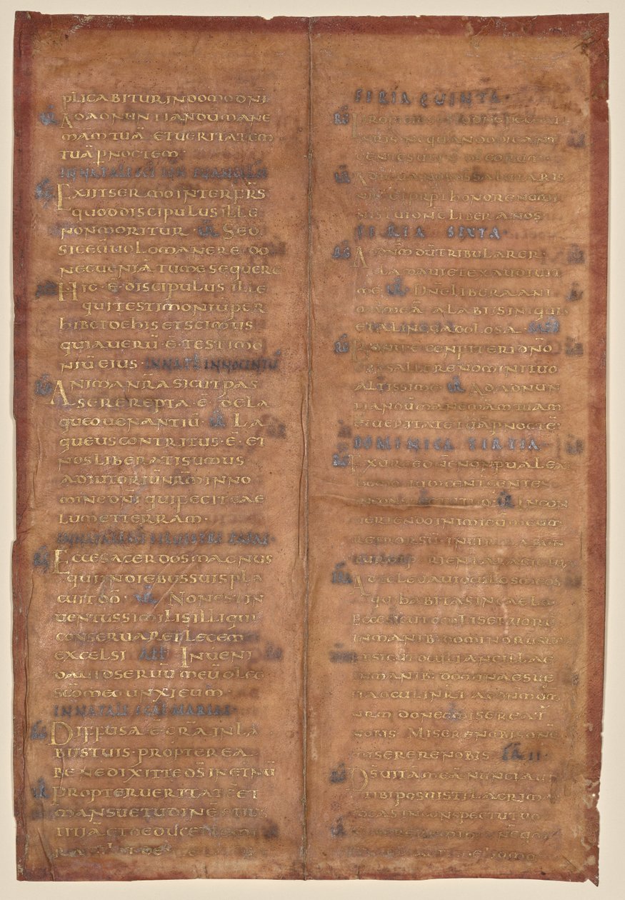 Karoling graduálból kimetszett bifolium (recto) alkotó: Unknown artist