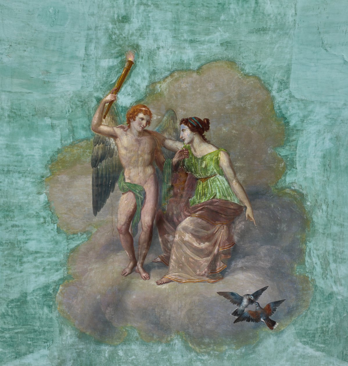 Madarak, Ámor és Psyche, részlet a 3743687-ből (freskó) alkotó: Unknown artist