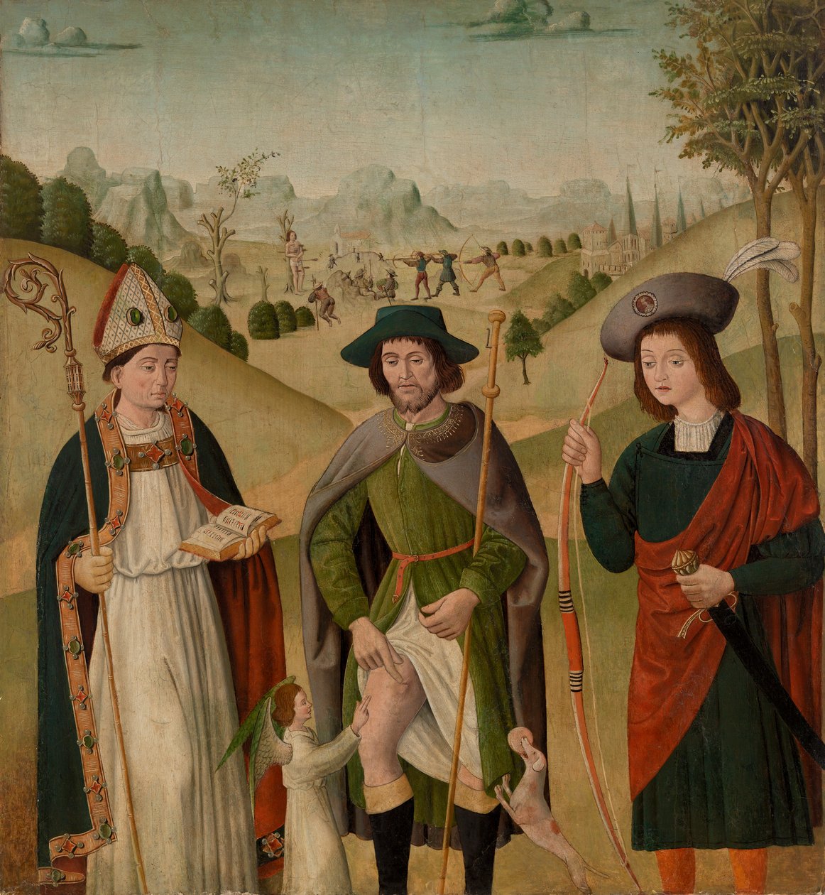 Szent püspök, Saint Roch és Szent Sebestyén alkotó: Unknown artist