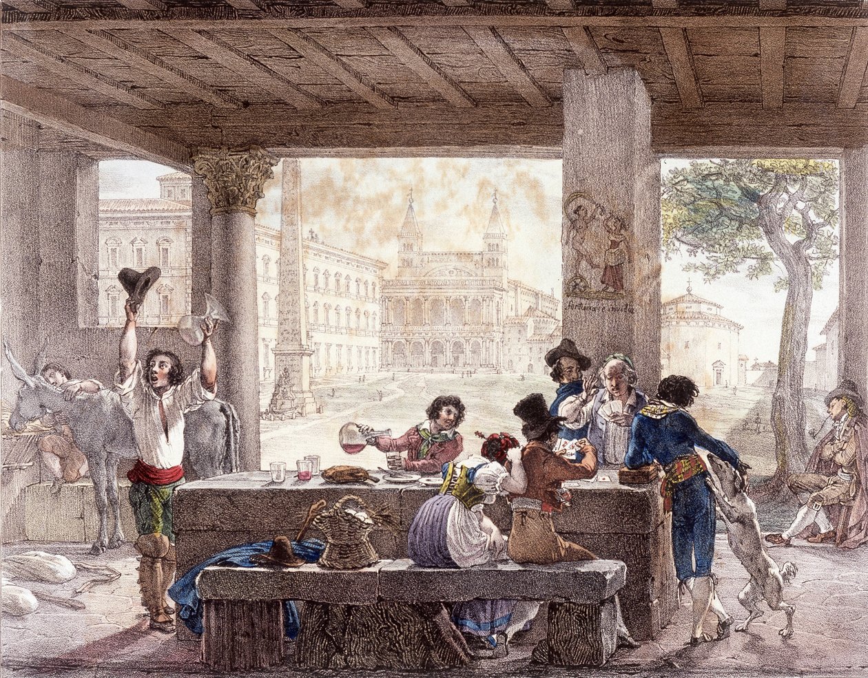 Bisztró Rómában 1820 körül. alkotó: Unknown artist