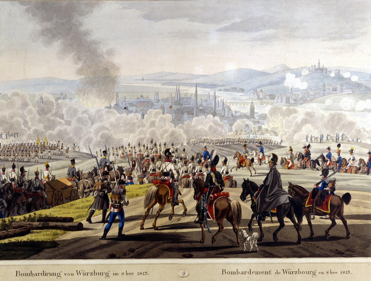 Wurzburg bombázása 1813-ban 19. századi metszet alkotó: Unknown artist