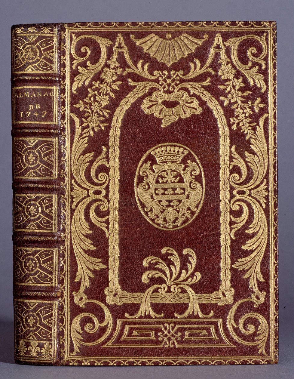 Könyvborító, díszes kötés egy 1747-ből származó almanach cotte családjának karjaira változik. Párizs, Dekoratív művészet alkotó: Unknown artist