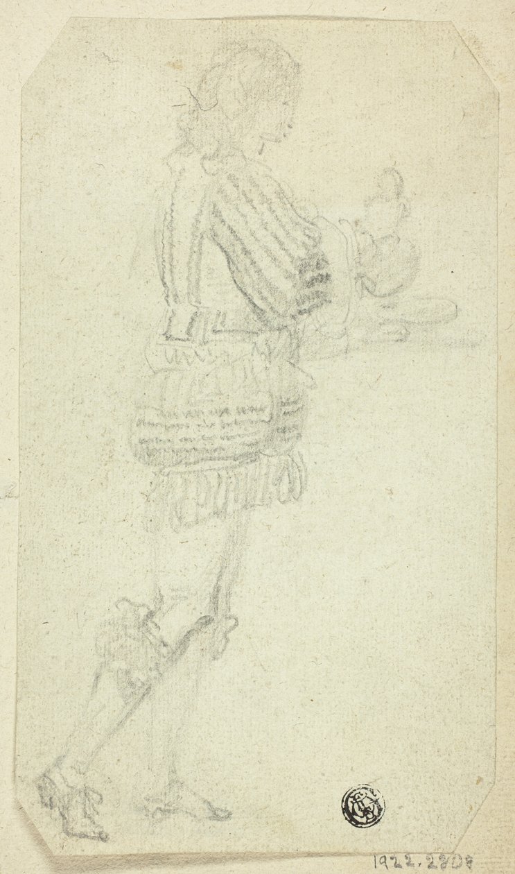 Történelmi ruhás fiú tárgyat hordozó fiú alkotó: Unknown artist