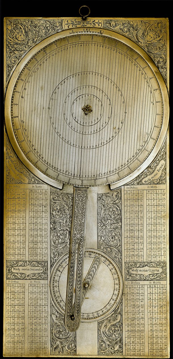 A „Jovilabe” (Jovilabium) néven ismert sárgaréz műszer, amelyet Galileo Galilei (Galilea) (1564-1642) csillagász 1610 körüli Jupiter-műhold periódusaira vonatkozó tanulmányok nyomán vetítettek ki. 1650-1700 Firenze, Istituto e Museo di Storia delle Scienze alkotó: Unknown artist